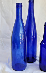Cobalt Blue Bottles Assorted Set of 3 Candle Sticks Vases Decor 9 to 13 inch