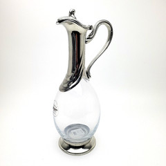 Rare Crystal & Pewter Wine Decanter Le Maison de L&rsquo;Etain Hand Blown Italy 1L