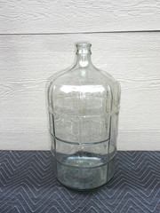 VINTAGE 5 GALLON WINE -WATER BOTTLE -JUG 22 x 10 in HEAVY EMBOSSED GLASS -XX 8 A