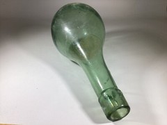 Antique Vtg. Hand Blown Wine Bottle Torpedo Round Bottom Green Glass 8”