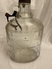 Vintage Owens Illinois Glass Wine Jug Strap Cap PA Seal Grapes Half Gal