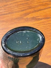 Vintage JM da Fonseca Portugal Textured Green Glass Bottle Fish Scale Pattern