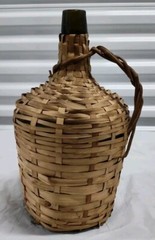 Rare GARIBALDI Wine Jug Demijohn Amber/Green Glass Wicker Wrapped Brazil VTG 60s
