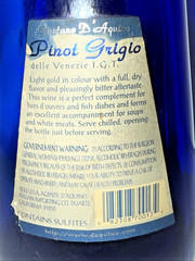 Cobalt Blue 2000 Pinot Grigio Gartano D&rsquo;Aquino bottle 19 inches Tall