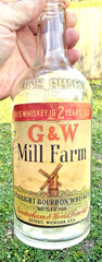 RARE ANTIQUE ORIGINAL  » G $ W MILL FARM  » WHISKEY PAPER LABEL BOTTLE!!