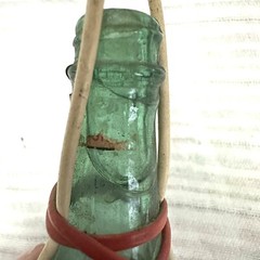 Vintage Italian Wine Decanter Wicker Basket Green Glass 2 Oz