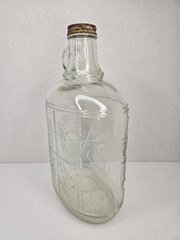 Vtg 1/2 Gal. Glass Wine Decanter Embossed Grape/Vine Design Bottle w/Lid Handle