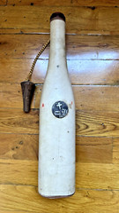 Vintage Leather Wrapped Wine Bottle With Stopper Made In Italy Retro Crest
