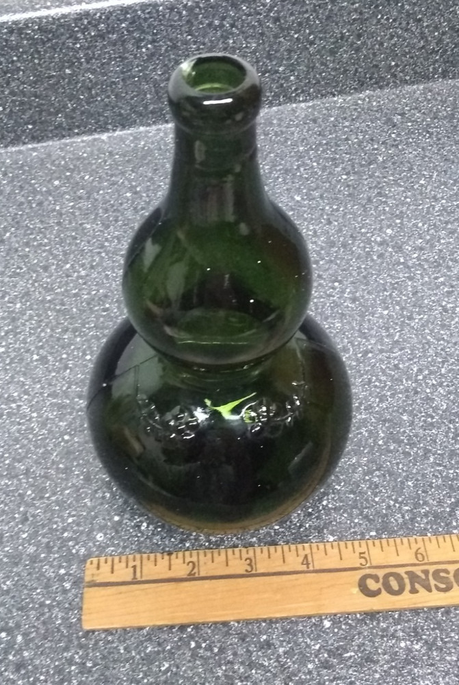 Vintage Green Glass Bubble Bottle Style Marked 348 G on Bottom