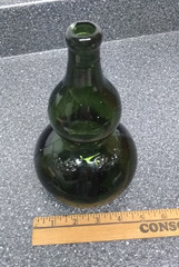 Vintage Green Glass Bubble Bottle Style Marked 348 G on Bottom
