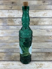 VTG Teal Blue 13&Prime; Decorative Empty Bottle Wine/Oil/Syrup Swanky Barn Flower