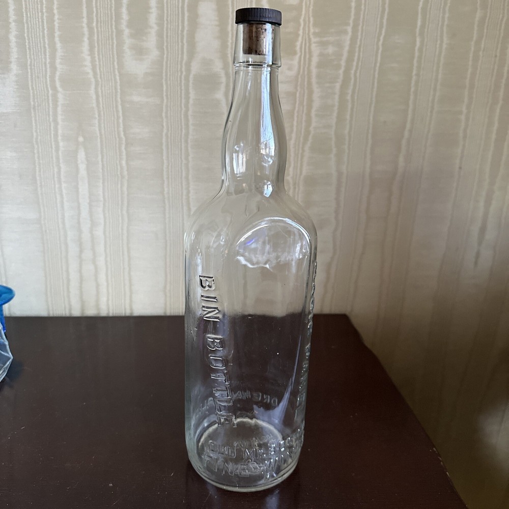 1939 Old Mr Boston Bin Bottle Magic Panel Fine Wine 1/2 Gallon W/ Cork