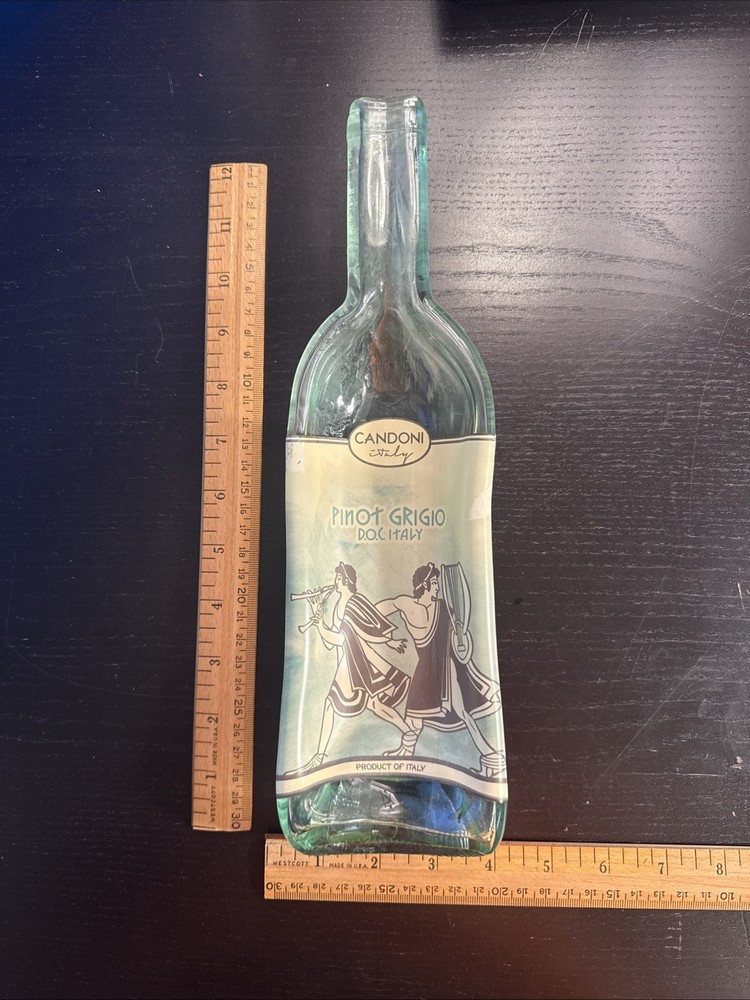 Glass Wine Bottle Wall Art – Candoni Pinot Grigio – 12&Prime;x4.”
