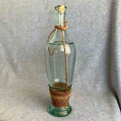 Vintage Tall Chianti Empty Wine Bottle in Straw Wicker Basket 12&Prime; – Beautiful!