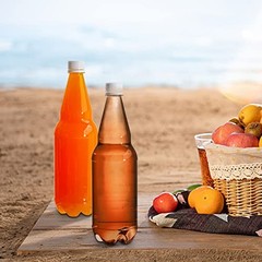 10 Pcs 33 oz Plastic Soda Bottles with Caps, 1L Disposable Long Neck Wine