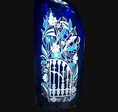 Vintage 2001 Ungsteiner Kobnert Germany Cobalt Blue Painted Wine Bottle 750 ml