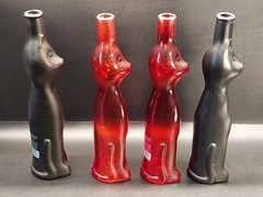 Lot of 4 Red & Black EMPTY 2012 Mosel Riesling 13” Cat Shaped Bottles