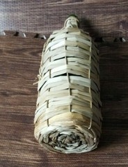 WINE BOTTLE WICKER BASKET Green Bottle with cork Italy Vintage empty