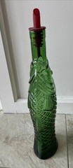 Vintage Green Antinori Fish Shaped Empty Wine Bottle 13” Tall Made In Italy