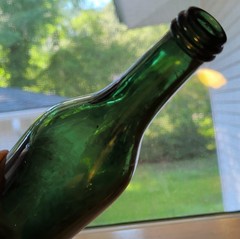 Antique 1910s Teal Green Menthe Wine Champagne Bottle Made In Italy ABM Large