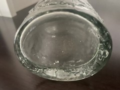 Vintage Pressed Glass Bottle Made in Spain – Water or Wine – Floral Motif (12”)
