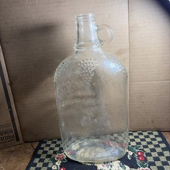 Vintage Fairview Wine Of Maine Pressed Glass Jug Embossed Grapes Leaves 64 Oz