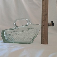 Glass Wine Bottle Handled Decantor Weave Pattern with Cork Unbranded Vintage