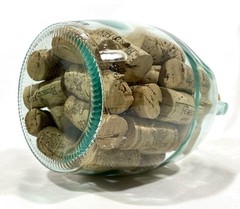 Vintage 1.5 Liter Glass Wine Jug Filled With Corks