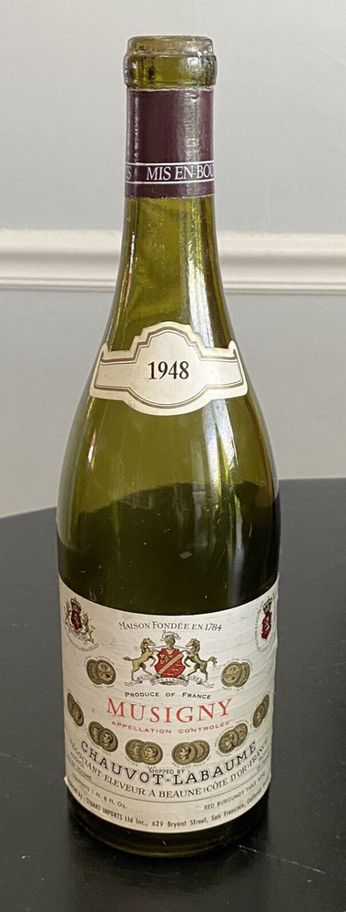 Musigny Red Burgundy Table Wine Bottle 1948 Empty Bottle No Cork