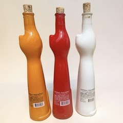 Happy Cat Rheinhessen Riesling Wine Bottles Fire Red/Orange/White Corks Empty