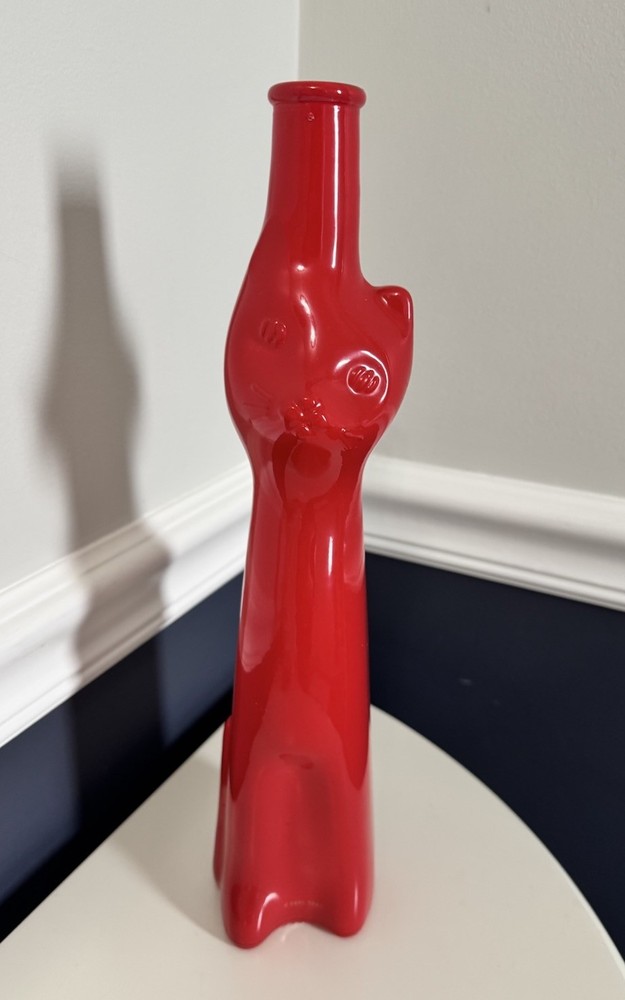 Rheinhessen Riesling Cat Shape Red Glass Wine Bottle 2020 Empty 13&Prime; Tall