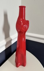 Rheinhessen Riesling Cat Shape Red Glass Wine Bottle 2020 Empty 13&Prime; Tall