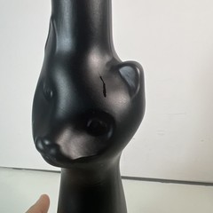 Rheinhessen Riesling Black Happy Cat Figural Glass Wine Bottle EMPTY
