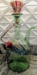 Italian Chianti Fiasco Bottle Internal Ice Chamber Glass Straw Wine Vtg 15inch