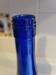 Set/2 Tall Long Neck 12.75&Prime;×3&Prime; Cobalt Blue Blown Elegant Glass Wine Bottles NEW