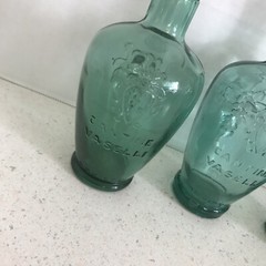 Cantine Vaselli Orvieto Green Blue Set Of Wine Bottles 6 Inch Embossed Vintage