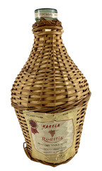 Vintage Green Glass Demijohn Wine Bottle Jug Wicker Wrap Greece Roditis 3Liter