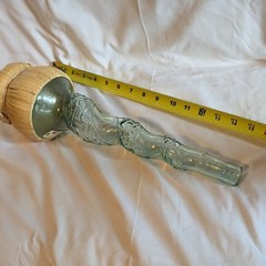 Vintage Long Neck Twisted Spiral Bottaro W/ Raffia Base Empty Wine Bottle 15&Prime;