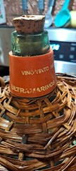 Vtg Ultra Marinos Rotterdam Wicker Covered wine bottle w/ Original Cork &Cap GC!
