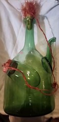 VTG Italian Chianti Hand Blown Green Glass Wine Decanter Bottle/ Ice Chamber VF