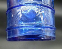 Cobalt Blue Mold Blown Glass Embossed Grapes Wine Bottle Antique / Vintage Heavy