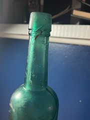 Vtg. Emerald Green Peppersauce Bottle Embossed JPS Ht: 9&Prime; Cir: 2 1/2&Prime;
