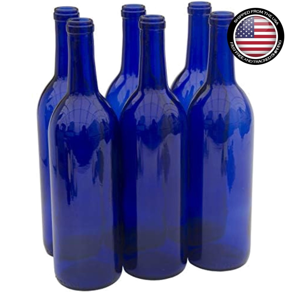 750ml Cobalt Blue Glass Wine Bottles – Case of 6 for Elegant Storage