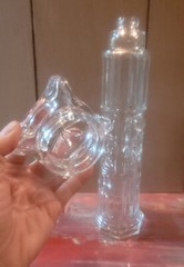 Lovely Pressed Glass Decanter Wine Bottle Pillar / Column style