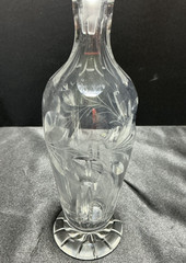Vintage Cut Floral Etched Crystal Liquor Bottle with Stopper