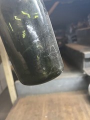Antique Old Rare Early Empty Green Glass Wine Bottle High Kick Up W Paper Label