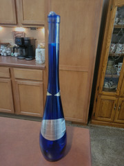 Cobalt Blue Glass Wine Bottle: Vendi 70% Merlot & 20% Sangiovese 16 1/2&Prime; Tall