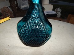 Vintage Blue Glass Genie Bottle Wine Bottle Decanter Italy Estate Find