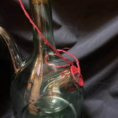Vintage Italian Hand Blown Green Wine Decanter w/ice Chamber