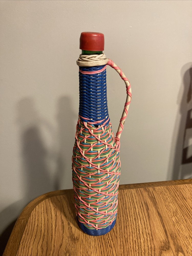 Woven Wrapped Wine Bottle Decanter Jug 14 Inches